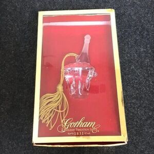 Gorham Champagne Bucket Ornament Lead Crystal 2000 Millennium Tassel Y2K Vintage
